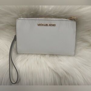 Michael Kors White Wristlet with Gold Details